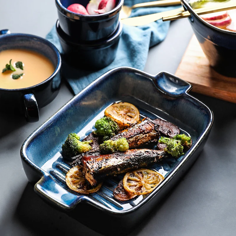 European Kiln Change Ceramic Tableware Roasting Double Ear Tray Soup Roast Roast Bowl Risotto Dish
European Kiln Change Ceramic Tableware Roasting Double Ear Tray Soup Roast Roast Bowl Risotto Dish