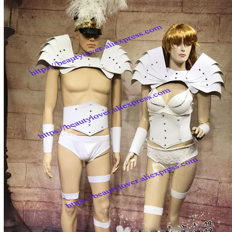 Future technology party white armor costume space show Sexy women men stage dance clothing
Future technology party white armor costume space show Sexy women men stage dance clothing