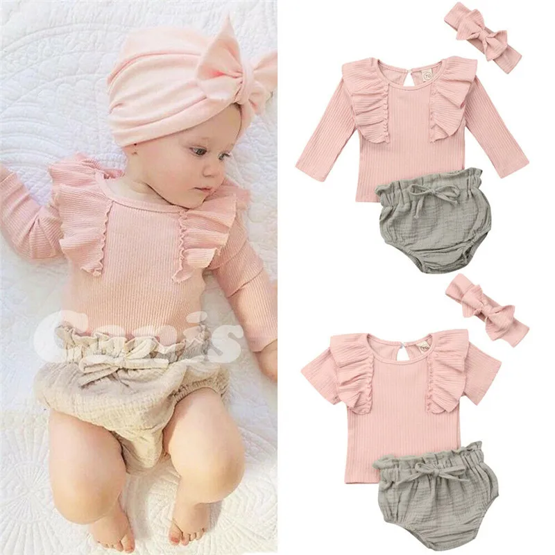 0-24M Newborn Baby Girls Clothes Sets Ruffles Long Sleeve Bodysuits+Shorts Bloomers+Headband Baby Bowknot Clothing Outfits
0-24M Newborn Baby Girls Clothes Sets Ruffles Long Sleeve Bodysuits+Shorts Bloomers+Headband Baby Bowknot Clothing Outfits