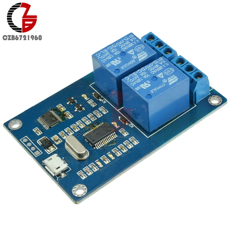 DC 5V 2 Channel Micro USB Relay Module Control Panel with Indicator 2 Ways Relay Output USB interface
DC 5V 2 Channel Micro USB Relay Module Control Panel with Indicator 2 Ways Relay Output USB interface
