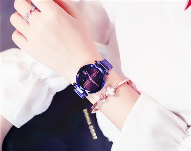 Часы женские модные фиолетовые с магнитной пряжкой|Женские часы| |