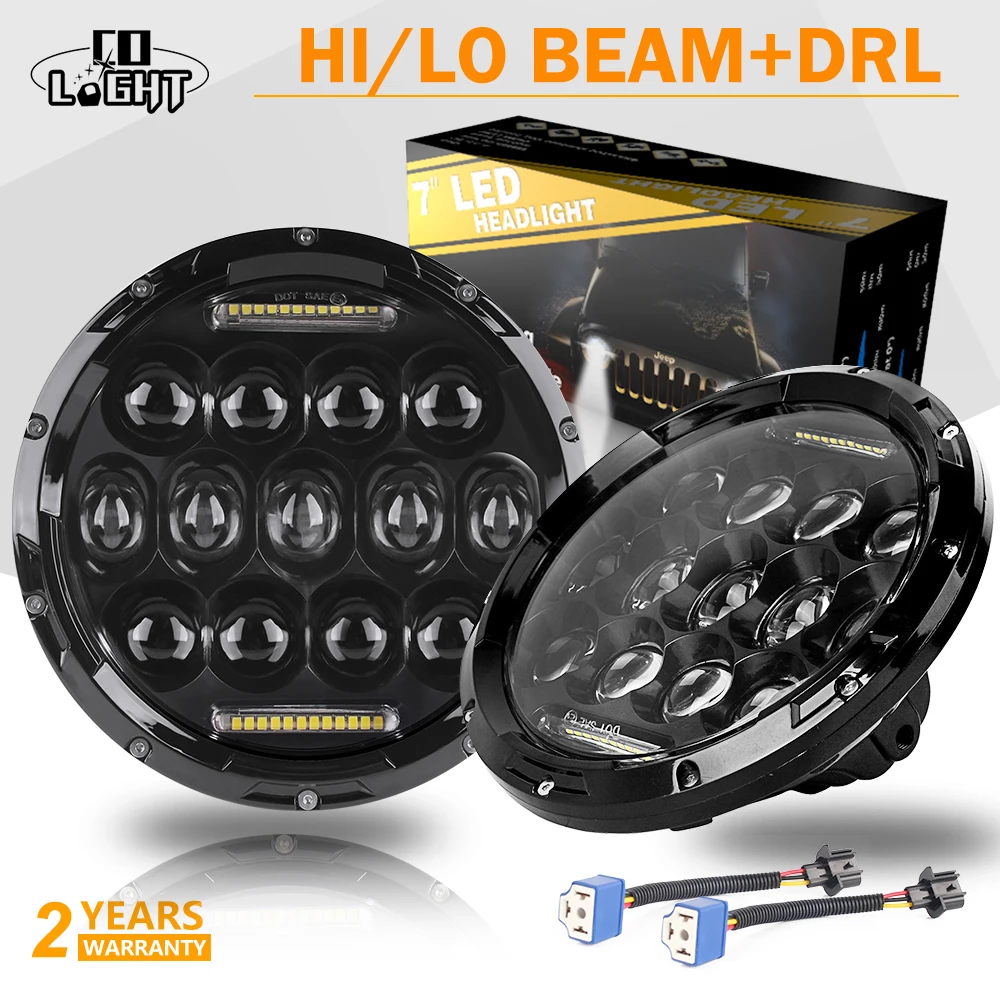 Со светом 7 дюймов круглые светодиодные фары для Jeep Wrangler Unlimited JK Hi/Lo Beam "DRL