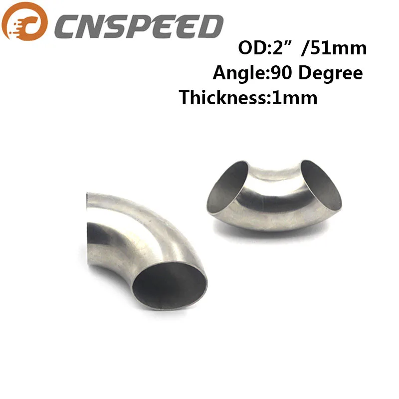CNSPEED 90 Degree Bend Elbow Pipe 201 Stainless Steel OD: 2" 51mm / 60mm / 2.5" 63mm / 3" 76mm Thickness 1mm 1/PCS YC101154
CNSPEED 90 Degree Bend Elbow Pipe 201 Stainless Steel OD: 2" 51mm / 60mm / 2.5" 63mm / 3" 76mm Thickness 1mm 1/PCS YC101154