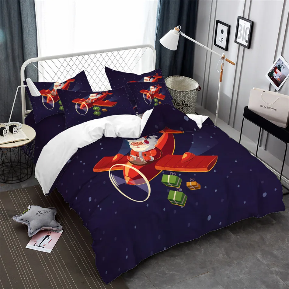 New Christmas Bedding Set Cartoon Santa Claus Airplane Print Duvet Cover Set Snow Night Bed Cover Festival Gift Home Decor 3Pcs
New Christmas Bedding Set Cartoon Santa Claus Airplane Print Duvet Cover Set Snow Night Bed Cover Festival Gift Home Decor 3Pcs