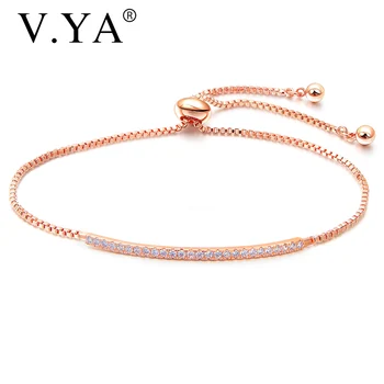 V.YA Fashion Zircon Bracelet For Women Silver/Rose Gold Bead Bangles Adjustable Crystal Bracelet For Female Jewelry Gift
V.YA Fashion Zircon Bracelet For Women Silver/Rose Gold Bead Bangles Adjustable Crystal Bracelet For Female Jewelry Gift