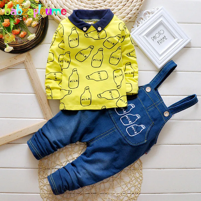 2016 Spring Autumn Toddler Boy Clothes Set Print Top+Jeans-Suspender 2pcs Baby Suit Kids Outfit Fashion Children Clothing BC1297
2016 Spring Autumn Toddler Boy Clothes Set Print Top+Jeans-Suspender 2pcs Baby Suit Kids Outfit Fashion Children Clothing BC1297