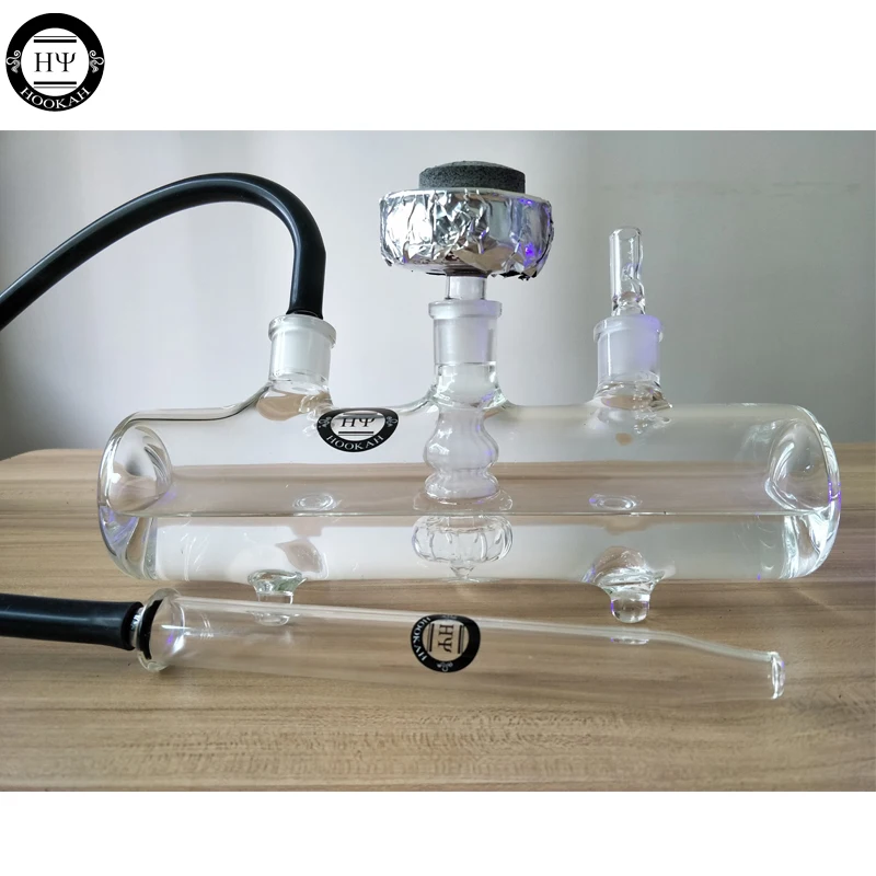 Image 2016 More stable clear glass MP5 hookah shisha hookah with  bowl, glass pipe and silicon hose with strong EPE foam for LAVOO