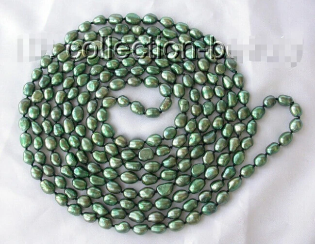 

FREE SHIPPING>>>@@ stunning long 100" 11mm green baroque freshwater cultured pearl necklace Factory Wholesale price Women Gift w