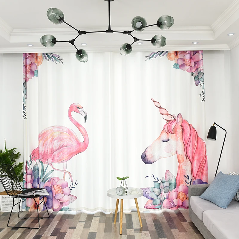 2PCS Nordic Style Curtains Flamingo and Unicorn Pattern Finished Curtain Modern Blackout Curtain for Livingroom Kid's Room
2PCS Nordic Style Curtains Flamingo and Unicorn Pattern Finished Curtain Modern Blackout Curtain for Livingroom Kid's Room