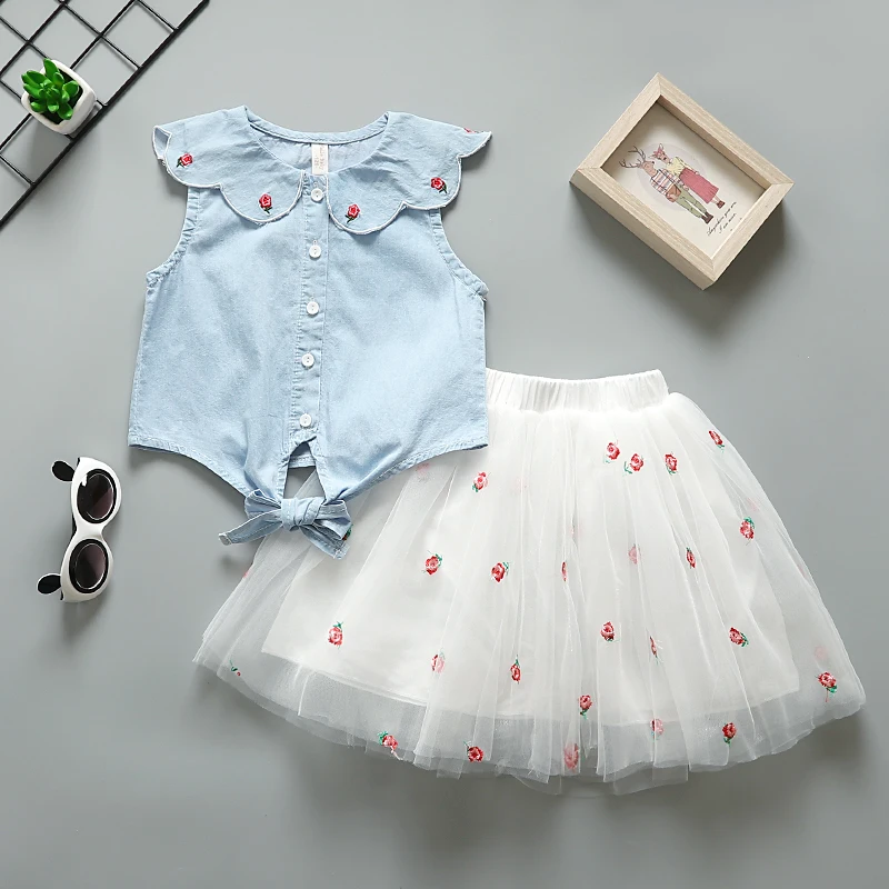 Hot Selling Girls Summer Clothes Sets 2019 Children Fashion Sleeveless Laple Tees+Tutu Mesh Dress 2pcs For Girl Wedding Clothing
Hot Selling Girls Summer Clothes Sets 2019 Children Fashion Sleeveless Laple Tees+Tutu Mesh Dress 2pcs For Girl Wedding Clothing