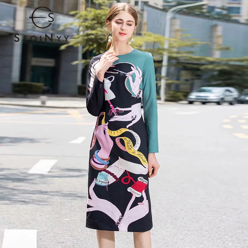 SEQINYY Fashion Dress 2019 Summer Spring New Design Long Sleeve Contrast Color Sheath Midi Printed Dress Women
SEQINYY Fashion Dress 2019 Summer Spring New Design Long Sleeve Contrast Color Sheath Midi Printed Dress Women