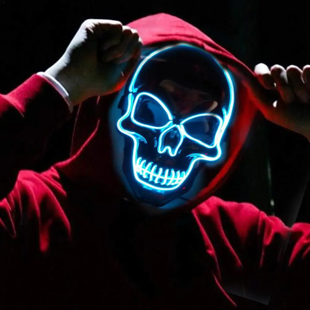 

noroomaknet Halloween Horror Mask Black Bloody Thriller Head Glowing Mask LED Prom Halloween Scary Mask Toys Best Gift New 2019