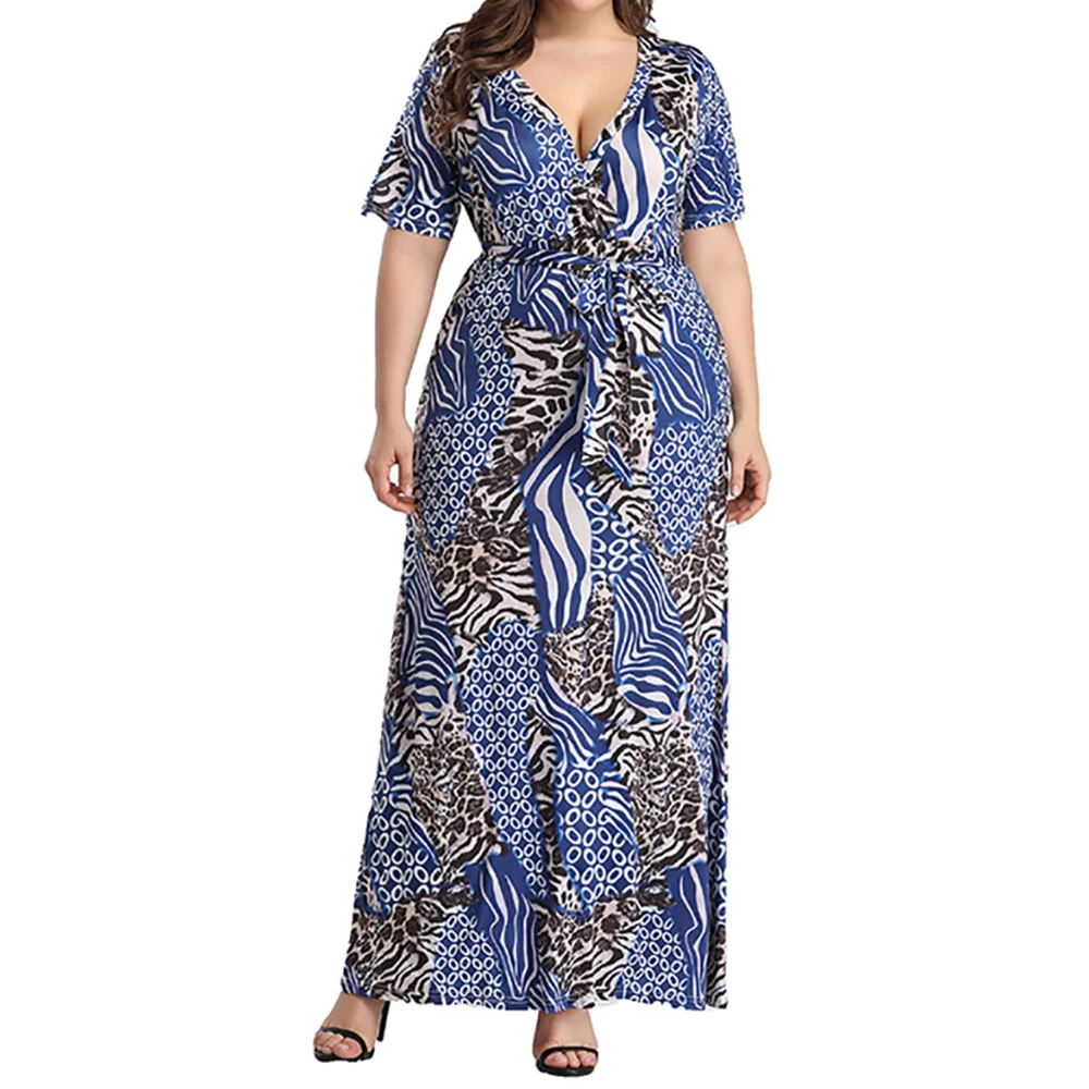 Beach Dress Women's short Sleeve Dresses Blue Floral Print Maxi Long Dress Deep V-Neck 2019 Spring Plus Size 3XL
Beach Dress Women's short Sleeve Dresses Blue Floral Print Maxi Long Dress Deep V-Neck 2019 Spring Plus Size 3XL