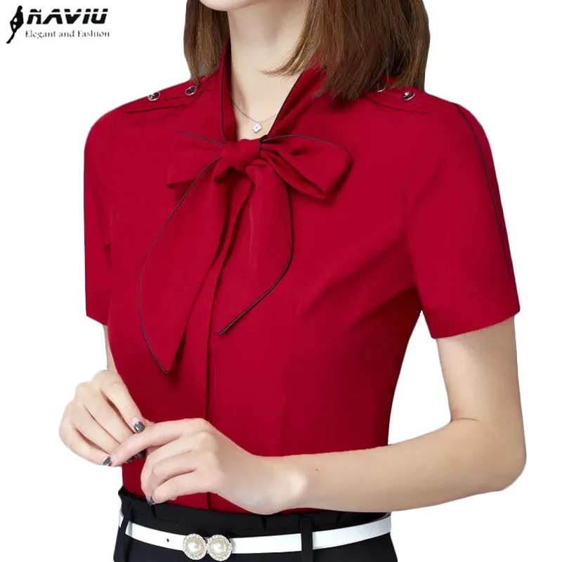 New elegant bow red shirt women OL fashion summer formal slim short sleeve chiffon blouse office ladies work wear plus size tops
New elegant bow red shirt women OL fashion summer formal slim short sleeve chiffon blouse office ladies work wear plus size tops