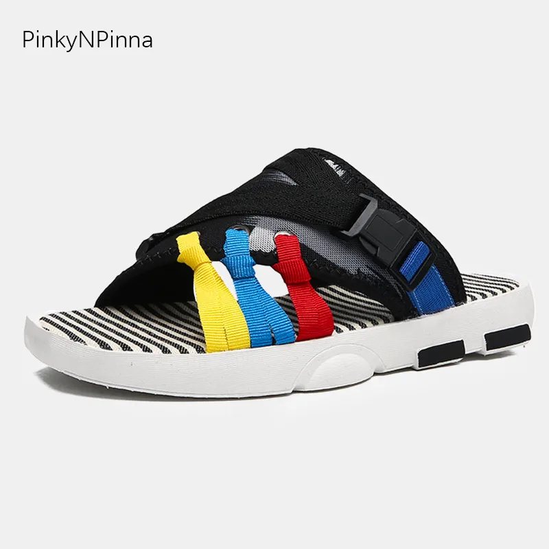 2019 summer new young men beach slippers complex design rainbow color mesh buckle flip flops soft thick bottom tropical shoes 
2019 summer new young men beach slippers complex design rainbow color mesh buckle flip flops soft thick bottom tropical shoes