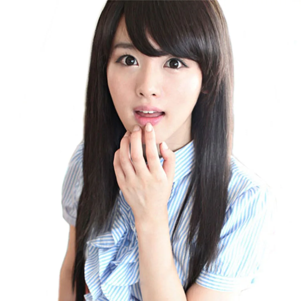 Fashion One Piece Clip in Hair Swept Bangs/Fringe/Hair Extensions Color Black Soft & Smooth Light in Weight.