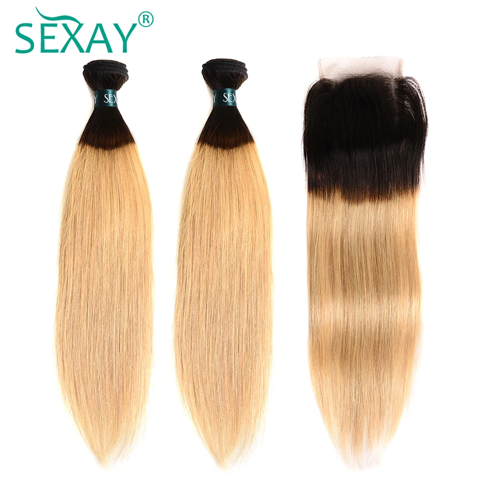 1B/27 Blonde Brazilian Straight Hair Bundles With Closure Non Remy Hair SEXAY Dark Roots Ombre Human Hair 2 Bundles With Closure
1B/27 Blonde Brazilian Straight Hair Bundles With Closure Non Remy Hair SEXAY Dark Roots Ombre Human Hair 2 Bundles With Closure