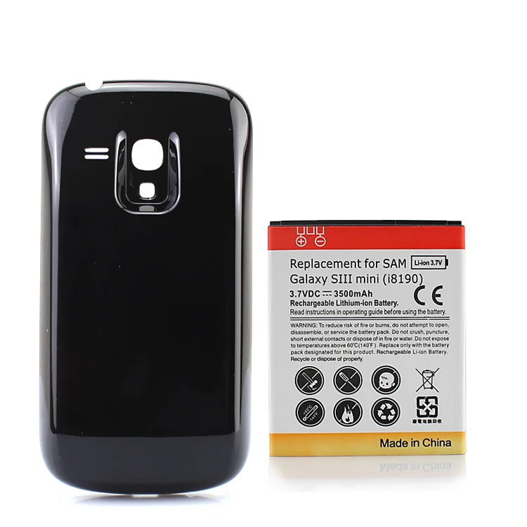 

For Samsung Galaxy SIII S3 Mini i8190 Extended Backup 3500mAh Battery Replacement Li-ion Batteria+ Black Back Cover
