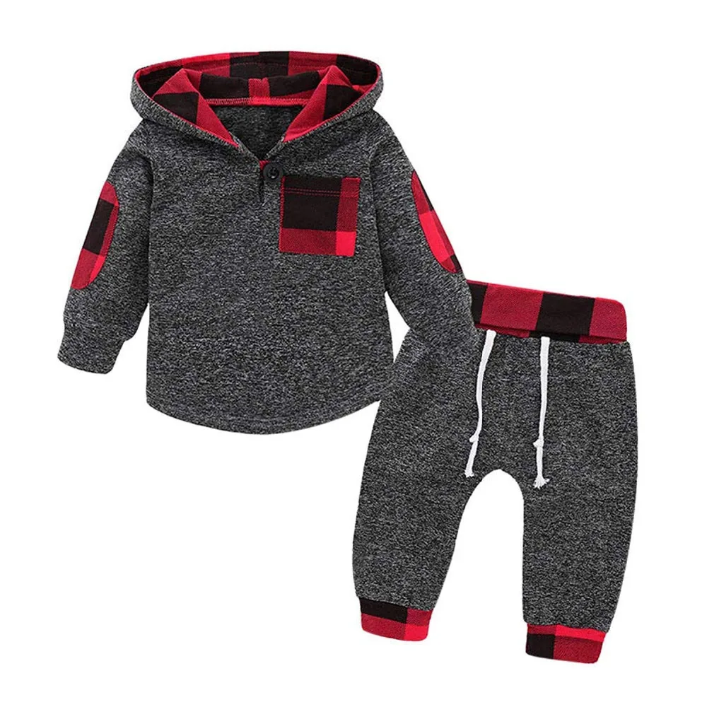Toddler Baby Boy Girl Clothes Sets Plaid Hoodie Pocket Sweatshirt Pullover Tops Warm Clothes + Pants Infant 2PCS Clothing Set
Toddler Baby Boy Girl Clothes Sets Plaid Hoodie Pocket Sweatshirt Pullover Tops Warm Clothes + Pants Infant 2PCS Clothing Set
