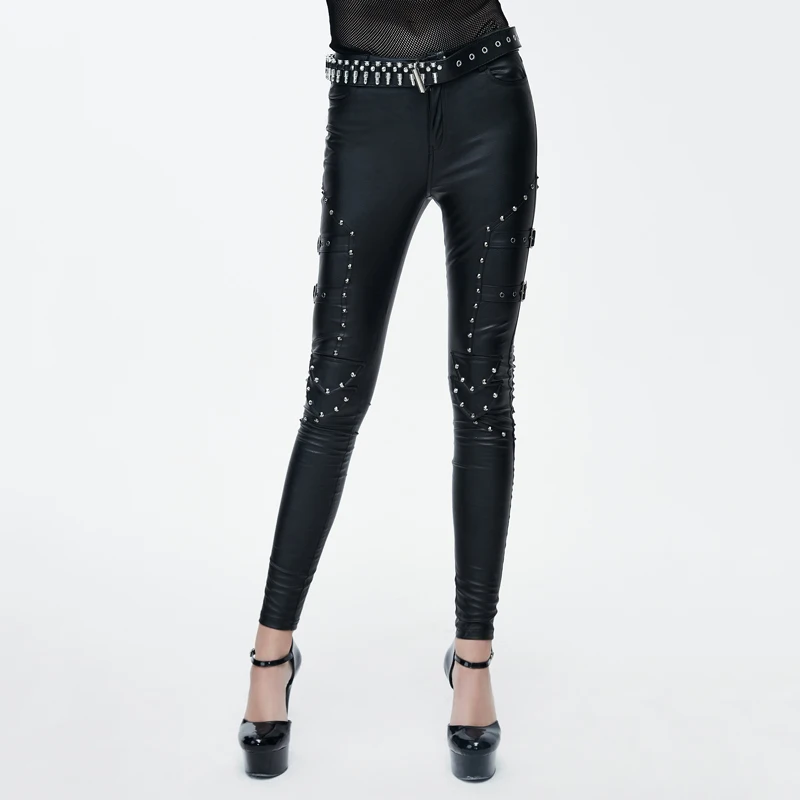 Devil Fashion Women Fashion PU Leather Trousers Steampunk Black Sexy Rivets Decorated Leggings Pants
Devil Fashion Women Fashion PU Leather Trousers Steampunk Black Sexy Rivets Decorated Leggings Pants