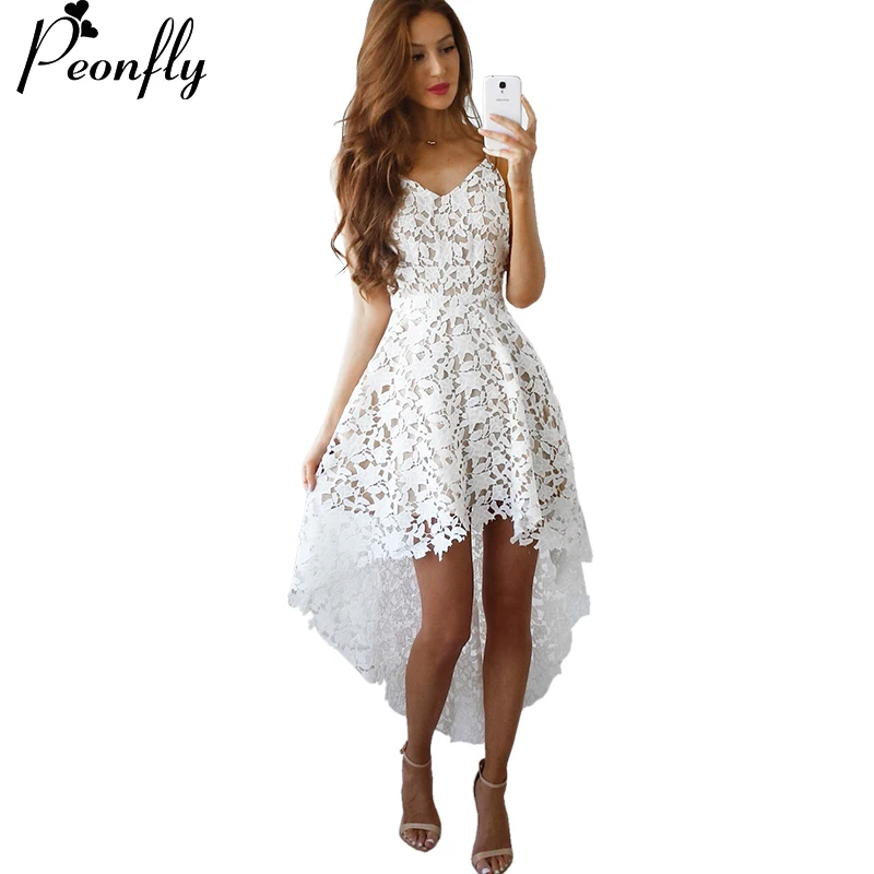 PEONFLY Summer Short Front Long Back Lace Dress Women Spaghetti Strap Hollow Out Sexy Party Dress Midi Robe Femme White Pink red
PEONFLY Summer Short Front Long Back Lace Dress Women Spaghetti Strap Hollow Out Sexy Party Dress Midi Robe Femme White Pink red