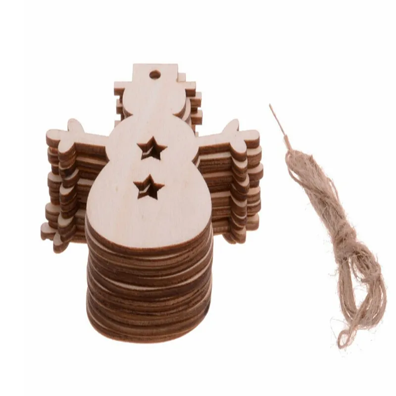Description Picture 5 of item10PCS/ Lot Santa Claus nowflake Star Boots Bells Christmas Tree Hanging Wooden Ornaments Party Christmas Decorations For Home