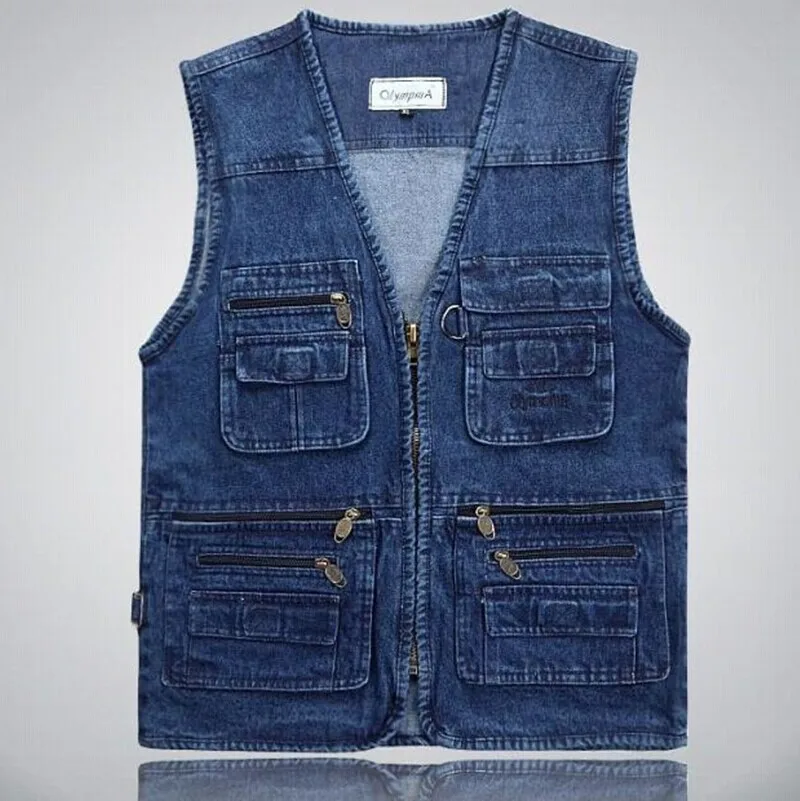 Free shipping Male Denim Vests Men 3XL 4XL 5XL Vest Mens Outdoors Cotton Multi Pocket Sleevless Jean Jacket Men Jeans Masculino
Free shipping Male Denim Vests Men 3XL 4XL 5XL Vest Mens Outdoors Cotton Multi Pocket Sleevless Jean Jacket Men Jeans Masculino