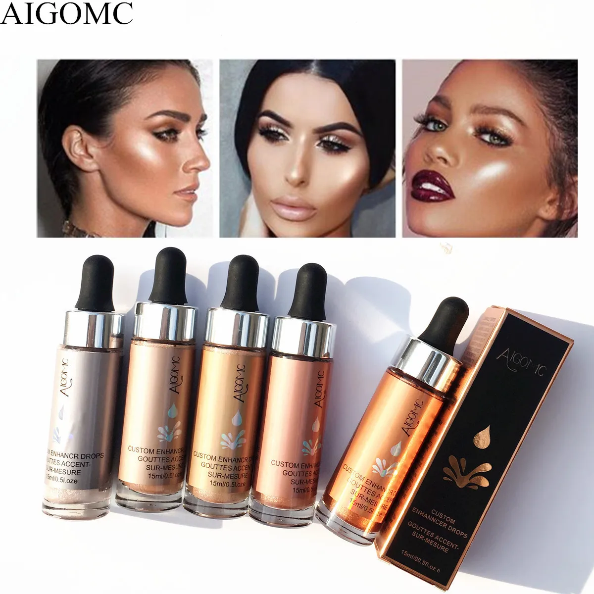 

AIGOMC Liquid Highlighter Make Up Highlighter Cream Concealer Shimmer Face Glow Ultra-concentrated illuminating bronzing drops