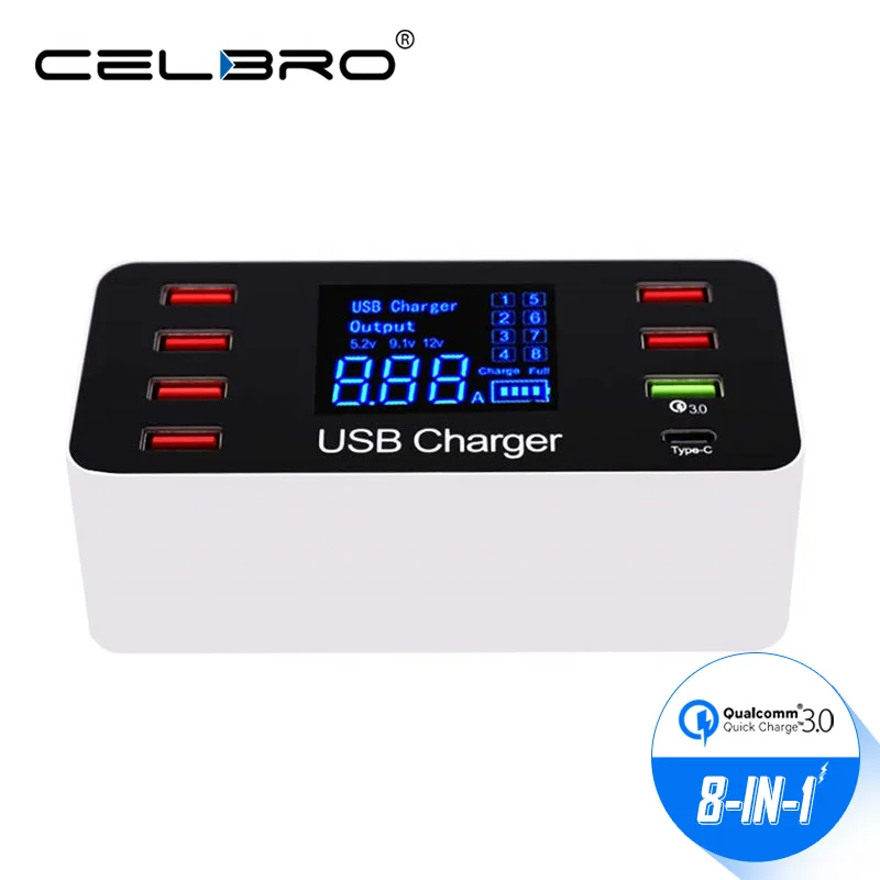 8 Port Multi Fast USB Charger Quick Charge 3.0 Multiple USB Phone Charging Station Universal USB HUB Charger QC 3.0 LED Display
8 Port Multi Fast USB Charger Quick Charge 3.0 Multiple USB Phone Charging Station Universal USB HUB Charger QC 3.0 LED Display