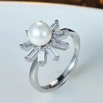 925 Pure Silver Pearl Ring Fine Sunflower Zircon Pure Silver Open Ring Korean Jewelry Wholesale
925 Pure Silver Pearl Ring Fine Sunflower Zircon Pure Silver Open Ring Korean Jewelry Wholesale