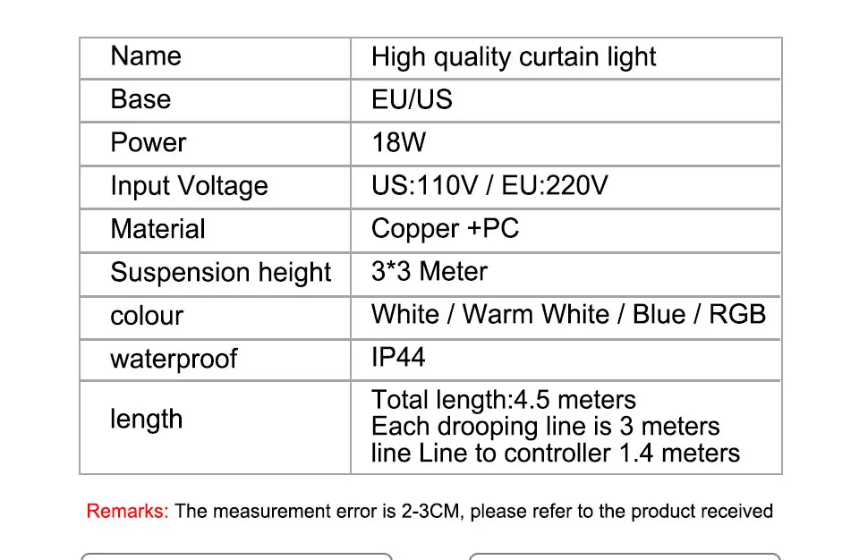 300LEDs Christmas Holiday Lighting 3X3 Meters 18W IP44 Waterproof Xmas Garden Garland Indoor Bedroom Curtain Decoration Lamps (4)