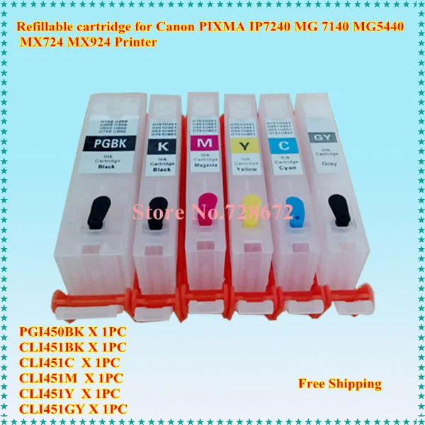 6PCS/SET PGI 450 CLI 451 PGI 450 CLI 451 6 Color Refillable Ink Cartridge for Canon PIXMA MG6340 MG7140 iP8740 MG7540 Printer
6PCS/SET PGI 450 CLI 451 PGI 450 CLI 451 6 Color Refillable Ink Cartridge for Canon PIXMA MG6340 MG7140 iP8740 MG7540 Printer