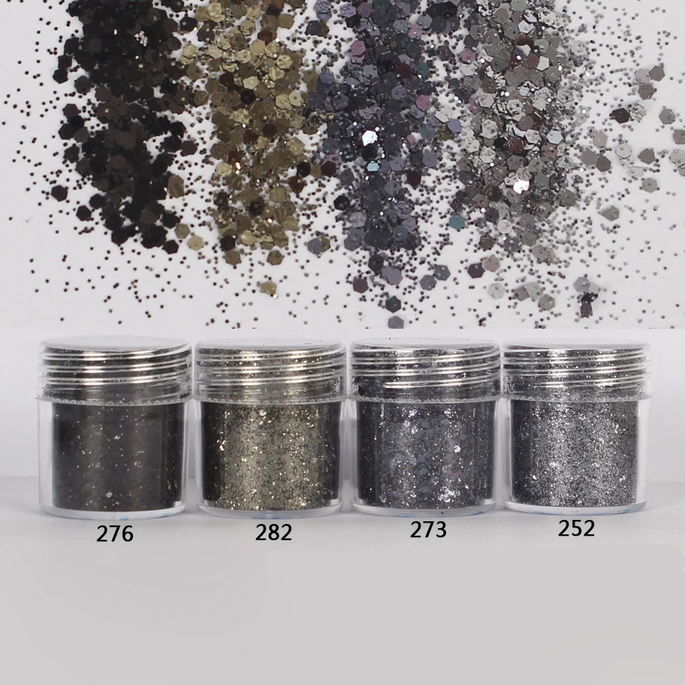 

Nail 1 Jar/Box 10ml 3D Nail 4 Mix Smoke Black Mix Nail Glitter Powder Sequins Powder Manicure Nail Art Dust Decoration 4-18