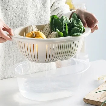 Fenkicyen Multi-function Storage Basket Kitchen Colander Set Fruit Vegetable Double Layered Drain Basin Basket Kitchen Supplies
Fenkicyen Multi-function Storage Basket Kitchen Colander Set Fruit Vegetable Double Layered Drain Basin Basket Kitchen Supplies
