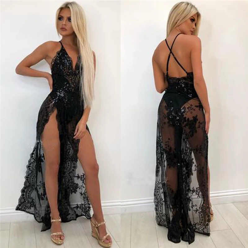 Womens Sexy Lace Sheer Long Dress Sleeveless Deep V Neck Sexy Summer Evening Party Dress For Female
Womens Sexy Lace Sheer Long Dress Sleeveless Deep V Neck Sexy Summer Evening Party Dress For Female