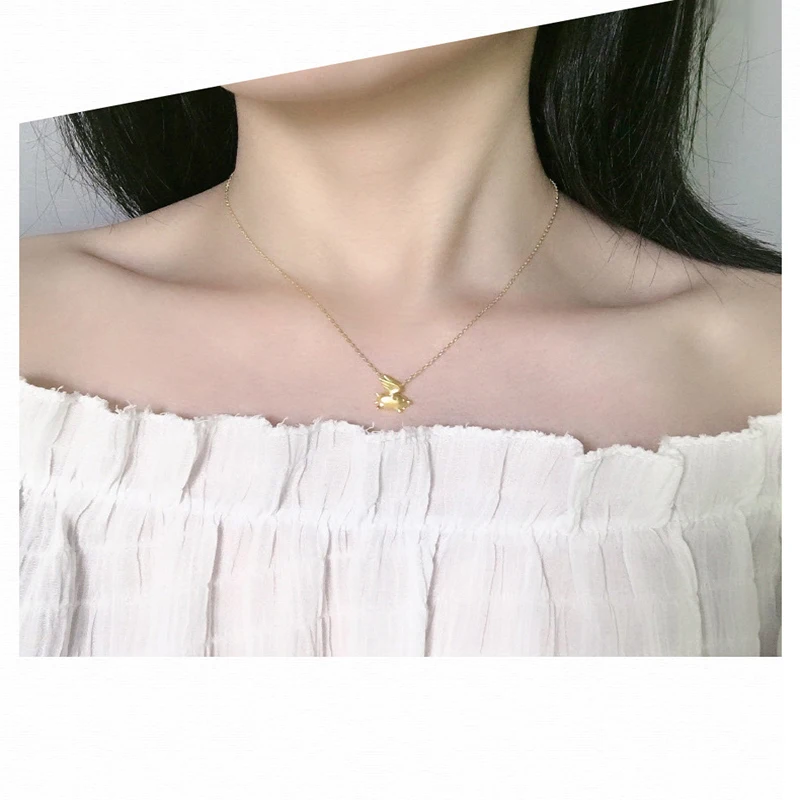 Qevila 2019 Hot Original Design Flying Sweet Pig Necklace Pendant 925 Sterling Silver 18k Gold for Women Couple Unique Gift Boho (6)