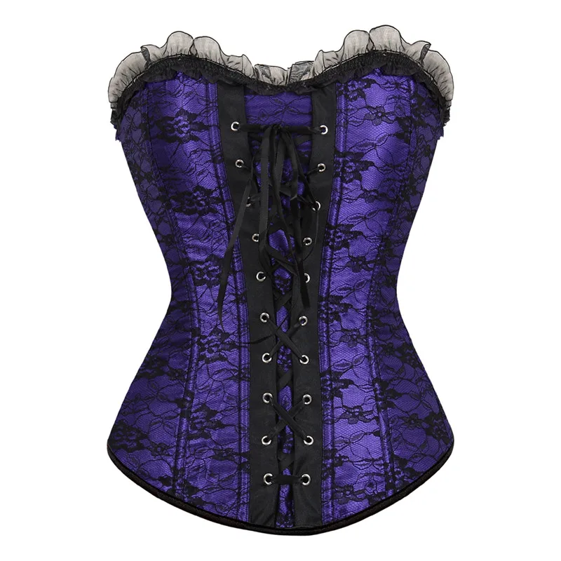 

Women's Lace Up Boned Corsets Sexy Plus Size Overbust Corset Lingerie Top Gothic Burlesque Victorian Floral Corselet S-6XL