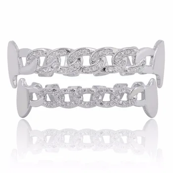 Men's Hip Hop Fang Top Bottom teeth Grillzs Set Micro Pave CZ Rhinestone Cuban Chain TeethGrillz Bling Iced Out Rapper Jewelry
Men's Hip Hop Fang Top Bottom teeth Grillzs Set Micro Pave CZ Rhinestone Cuban Chain TeethGrillz Bling Iced Out Rapper Jewelry
