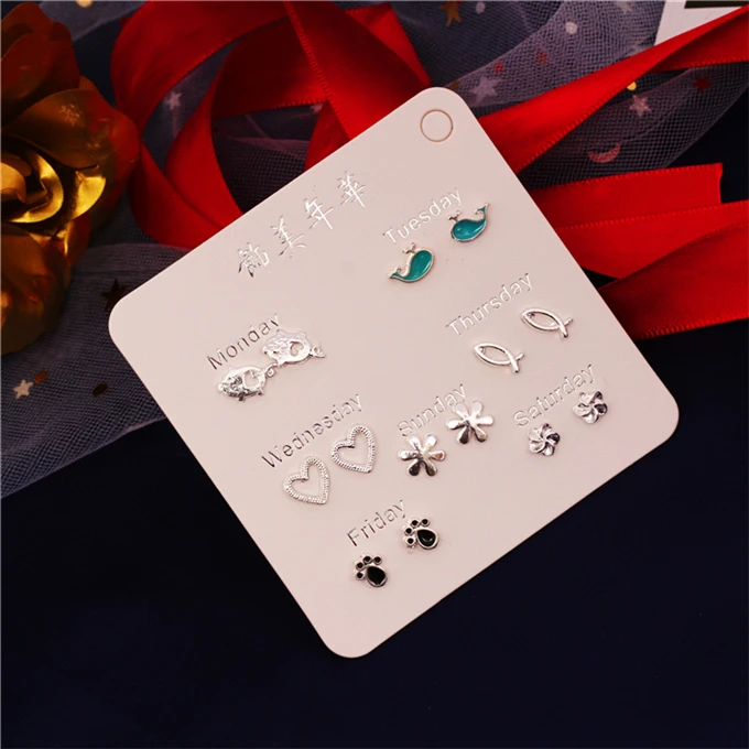 7 pair/set Dolphin heart fish flowers Piglet cuff Stud Earrings for Women Piercing silver small Earrings for a week jewellery
7 pair/set Dolphin heart fish flowers Piglet cuff Stud Earrings for Women Piercing silver small Earrings for a week jewellery