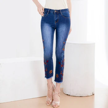 FERZIGE Brand Pants Female Skinny High Waist Cotton Jeans Women Beautiful Embroidery Flower Plus Size Blue Sweet Pencil Pants
FERZIGE Brand Pants Female Skinny High Waist Cotton Jeans Women Beautiful Embroidery Flower Plus Size Blue Sweet Pencil Pants