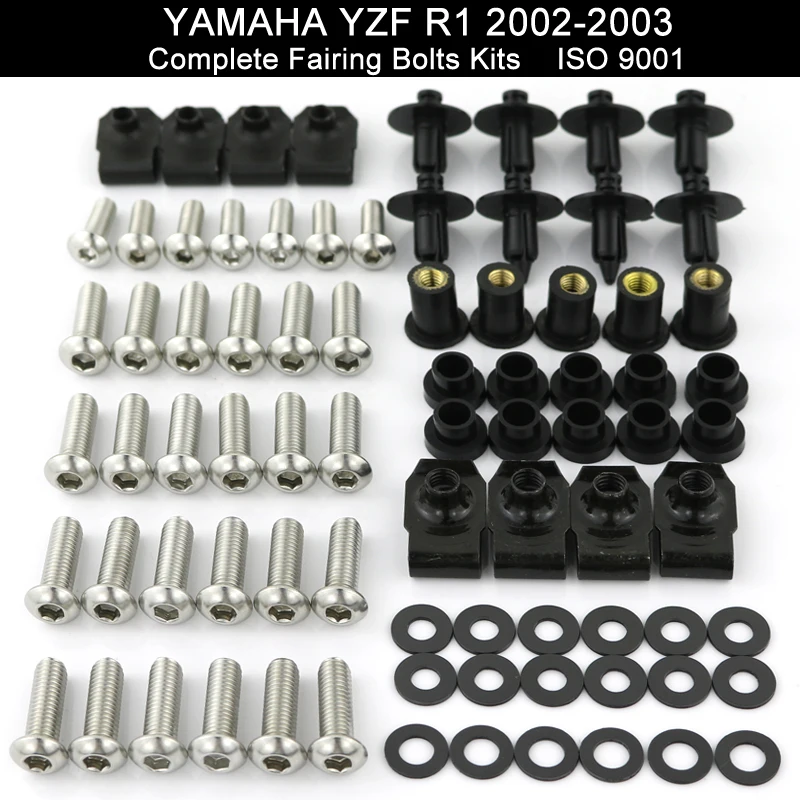 Steel Complete Fairing Bolts Screws For Yamaha YZF R1 1998 1999 2000 2001 Black