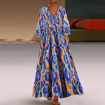 Women Dress V Neck Plus Size Splicing Floral Printed Long Sleeve Maxi Dress women dresses summer 2020 clothes vestido elbise
Women Dress V Neck Plus Size Splicing Floral Printed Long Sleeve Maxi Dress women dresses summer 2020 clothes vestido elbise