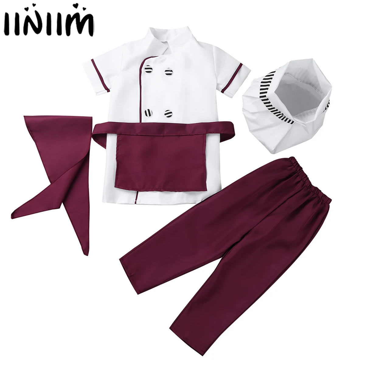 iiniim Unisex Kids Boys Girls Chef Uniform Outfit Fancy Jacket with Pants Apron Bib and Hat for Halloween Cosplay Party Costume
iiniim Unisex Kids Boys Girls Chef Uniform Outfit Fancy Jacket with Pants Apron Bib and Hat for Halloween Cosplay Party Costume