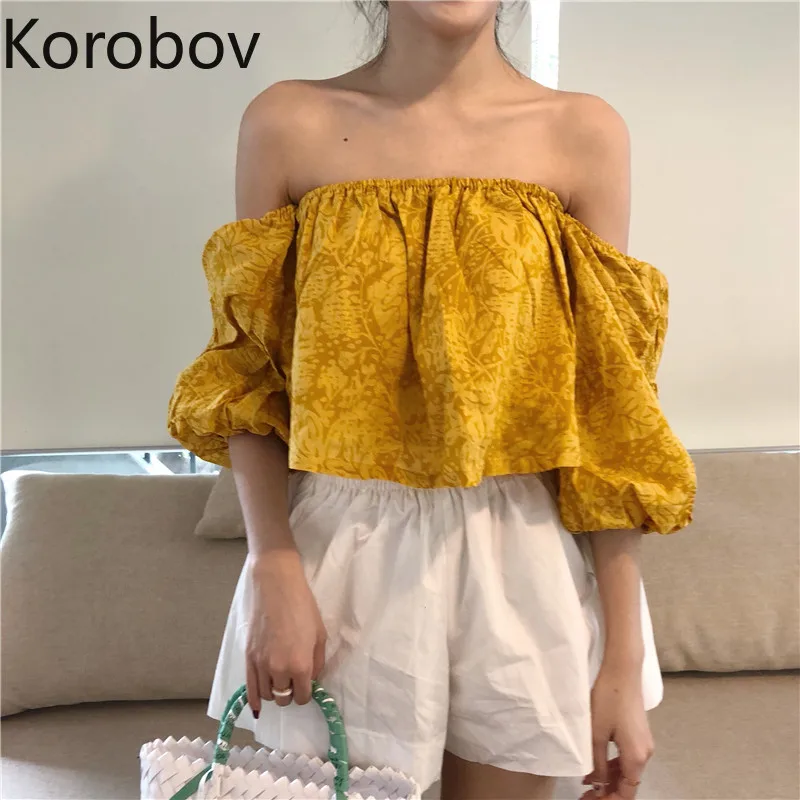 Korobov Summer Beach Style Women Blouse Slash Neck Short Sleeve Female Shirts 2019 New Print Yellow Korean Blusas 77236
Korobov Summer Beach Style Women Blouse Slash Neck Short Sleeve Female Shirts 2019 New Print Yellow Korean Blusas 77236