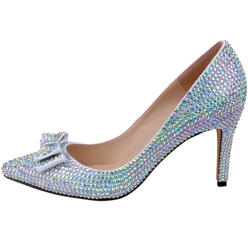 LOSLANDIFEN Women Crystal Bow Heels 8CM High Heel Full Rhinestone Pointed Toe Wedding Shoes Women Bridal Pumps
LOSLANDIFEN Women Crystal Bow Heels 8CM High Heel Full Rhinestone Pointed Toe Wedding Shoes Women Bridal Pumps