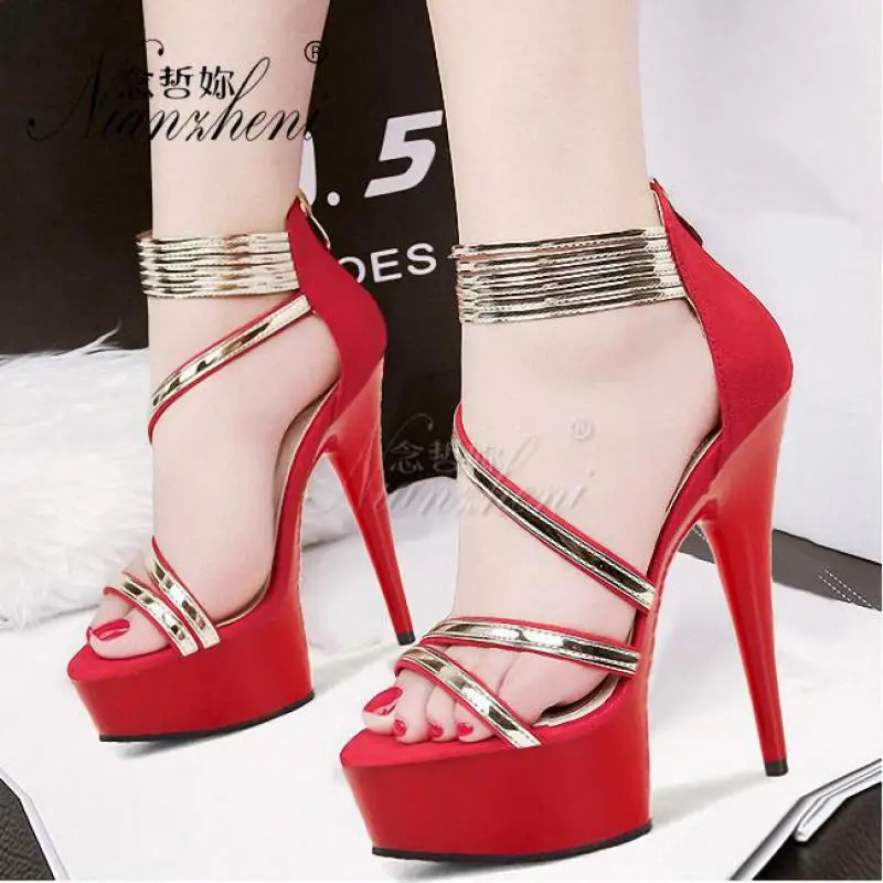Fashion 6 inch High Heels Ankle Strap Hot Red Womens platform sandals rome Dress Wedding sexy Pole dancing Crystal shoes Gold
Fashion 6 inch High Heels Ankle Strap Hot Red Womens platform sandals rome Dress Wedding sexy Pole dancing Crystal shoes Gold
