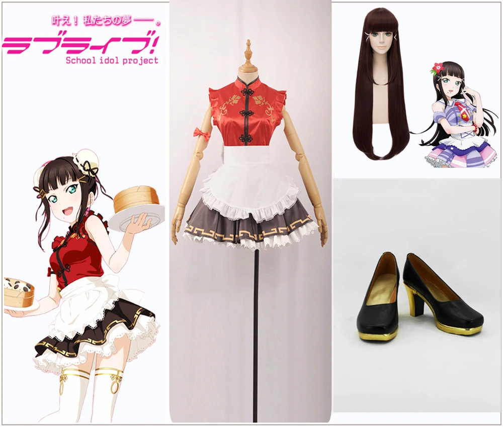 LoveLive!SunShine!! Aqours Mijyuku Mijuku Kurosawa Dia Cosplay Costume Sleeveless Red Printed Cheongsam Apron Skirt Shoes Wig
LoveLive!SunShine!! Aqours Mijyuku Mijuku Kurosawa Dia Cosplay Costume Sleeveless Red Printed Cheongsam Apron Skirt Shoes Wig