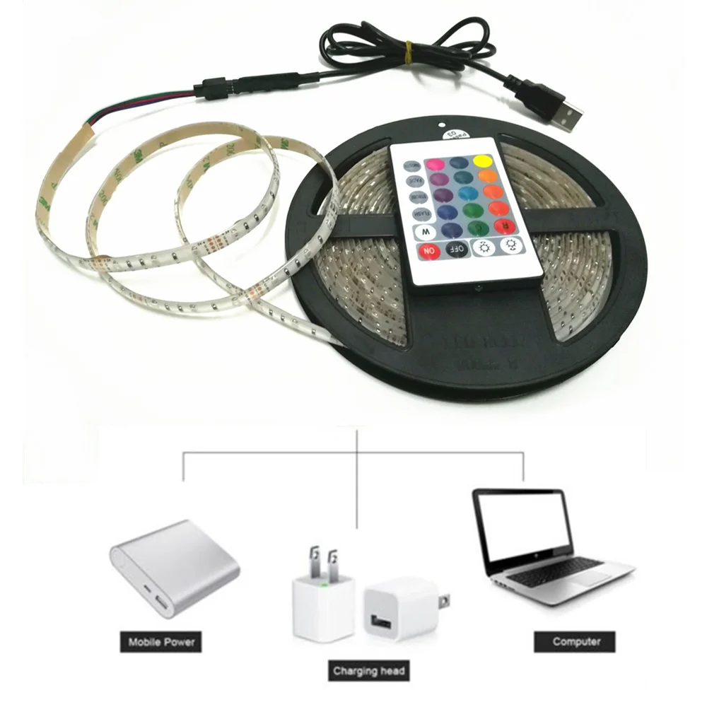 DC 5V RGB LED Strip Light With USB Plug 3528/2835 SMD TV Background Lighting Kit Cuttable with 24Key RF Controller or Mini 3Key
DC 5V RGB LED Strip Light With USB Plug 3528/2835 SMD TV Background Lighting Kit Cuttable with 24Key RF Controller or Mini 3Key