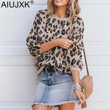 AIUJXK 2019 Autumn Winter Fashion Long Lantern Sleeve Leopard Pullover Women Loose Casual Knitted Sweater Warm Knitwear Jumper
AIUJXK 2019 Autumn Winter Fashion Long Lantern Sleeve Leopard Pullover Women Loose Casual Knitted Sweater Warm Knitwear Jumper