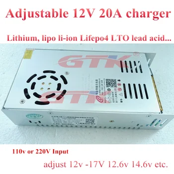 Adjustable 12v 20A Lithium li-ion lipo LTO Lifepo4 fast Charger for 12.6v 14v 14.4v 14.6v 16.8v 17v adjust input US 110v EU 220v
Adjustable 12v 20A Lithium li-ion lipo LTO Lifepo4 fast Charger for 12.6v 14v 14.4v 14.6v 16.8v 17v adjust input US 110v EU 220v